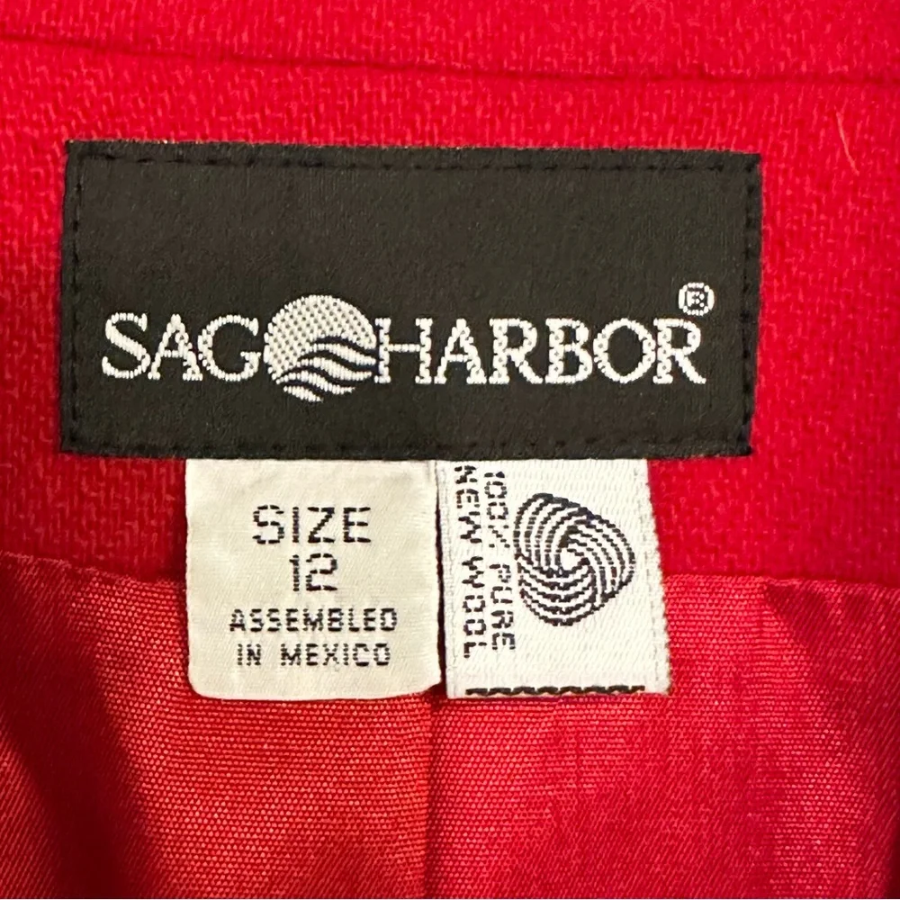 Vintage Sag Harbor Wool Blazer Red Women's Size 12 Lightweight Fall Winter